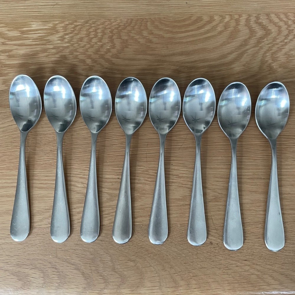 Lot of 8 Yamazaki Morrison Median Soup Spoons Flatware Silverware Satin